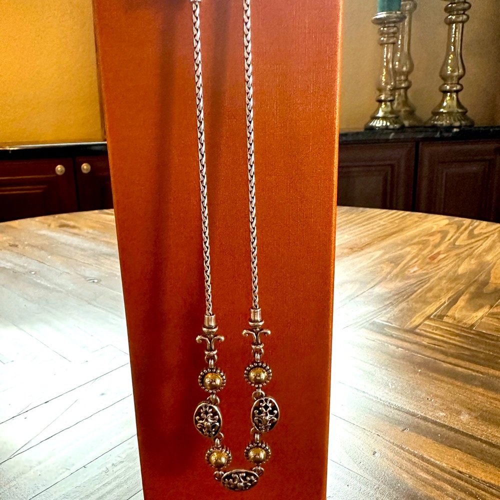 Brighton 16" necklace Silver amd gold.  In perfect condition-no tarnish
